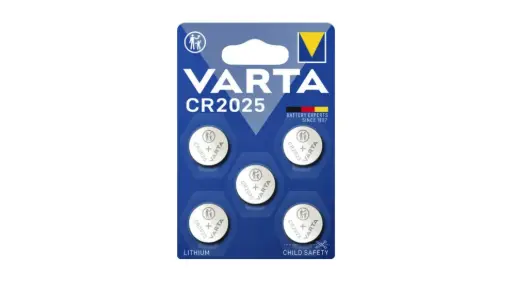 VARTA PILES BOUTON CR2025, LOT DE 5, POWER ON DEMAND, LITHIUM, 3V