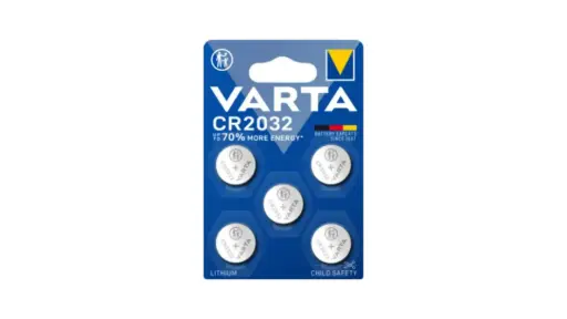 VARTA PILES BOUTON CR2032, LOT DE 5, POWER ON DEMAND, LITHIUM, 3V